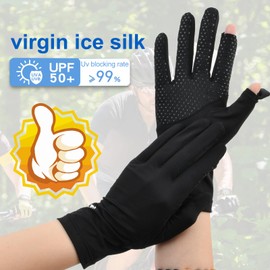 Shengxi Sun Protection Gloves, Non-Slip Windproof Summer Cycling Gloves Women, Sports Gloves Women for Cycling, Running, Hiking and Driving, Flip Top Design for Index Finger and Thumb, Black