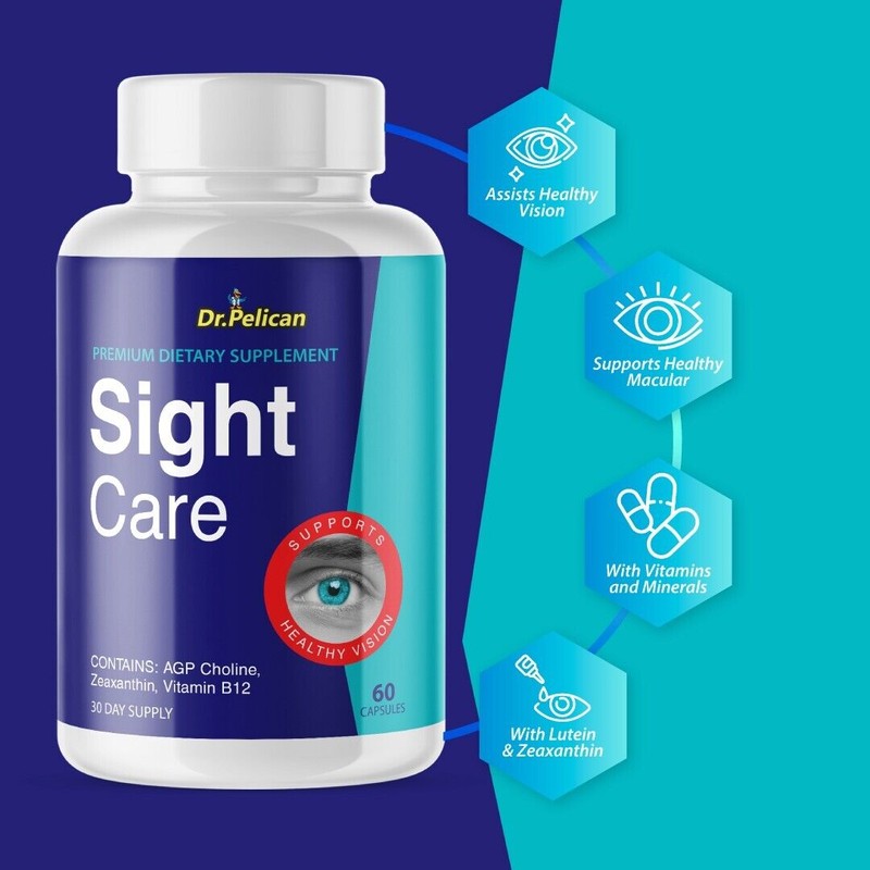 Pelican Vitamins Sight Care- Eye Support- 3 Bottles- 180 Capsules