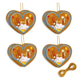 Set of 8 Gingerbread Hearts Decoration, 8 Pieces Gingerbread Hearts "Spatzl" Decoration - Heart Pendant in Oktoberfest Style Made of Felt, Bavarian Decoration, Creative Gingerbread Decoration for