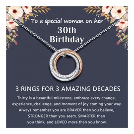 PINKDODO 30th Birthday Gifts for Women Her,3 Decades 30 Years Old Jewelry Gift Ideas,Happy 30th Birthday Necklace