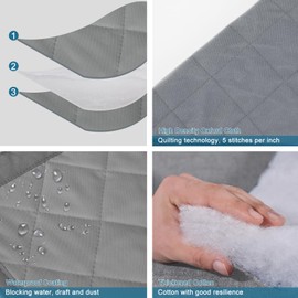 Augblinds Window Insulation kit, Curtain Size 26 Inch x 38 Inch, Thermal Insulated Window Cover Oxford Cloth Thicken Cotton Fiber and Loop Strips for 24''×36'' Window for Winter to Keep Warm, Gray