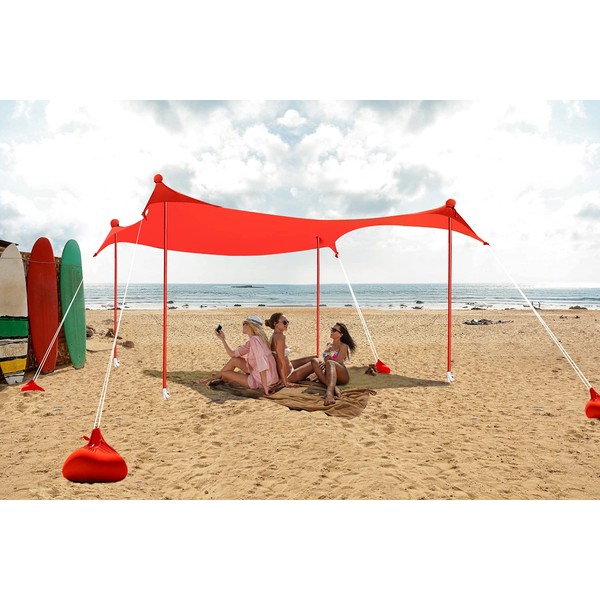 ABCCANOPY Beach Portable Sun Shelter for Beach, Camping Trips (10x9 FT, Red)