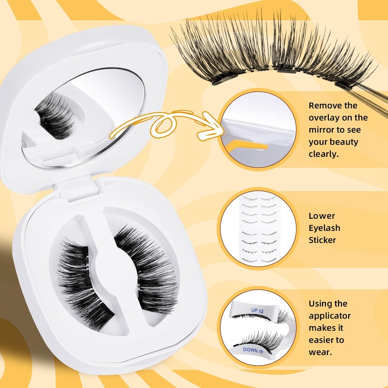 QUEWEL Magnetic Lashes Natural Look, 1 Pair Reusable Magnetic Eyelashes