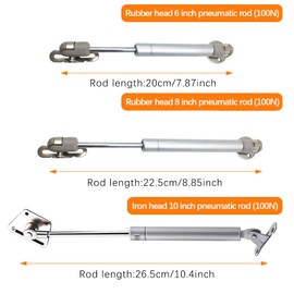 SAIPOM 3Pcs Force Door Lift Support Furniture Gas Spring Strut Cupboard Hinges Lid Stay Cabinet Pneumatic Kitchen (10inch 8inch 6inch)