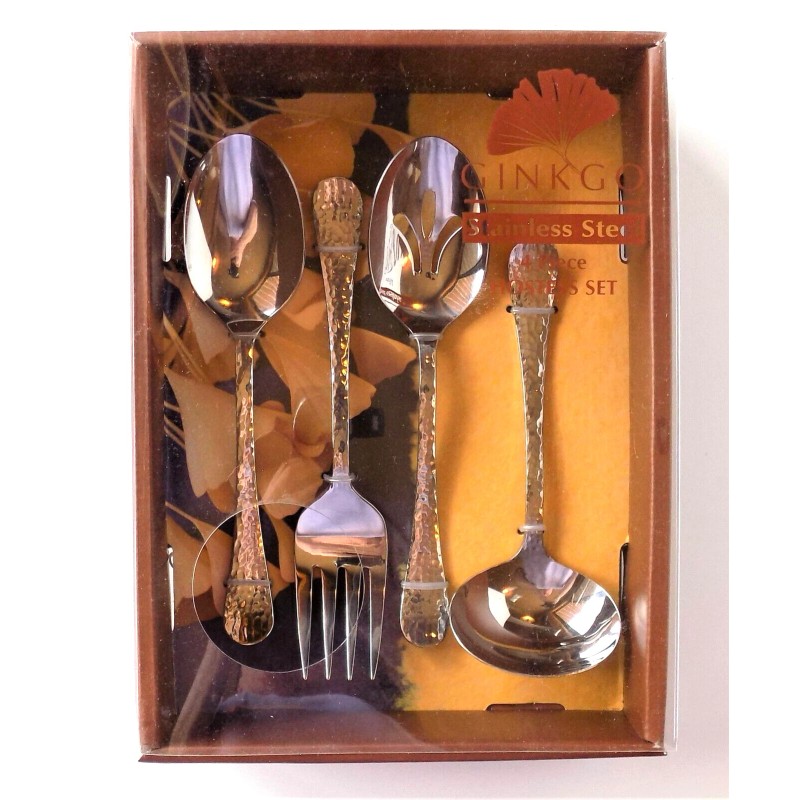 Ginkgo Lafayette Stainless Steel 4-Piece Serving Set ~~ NEW ~~