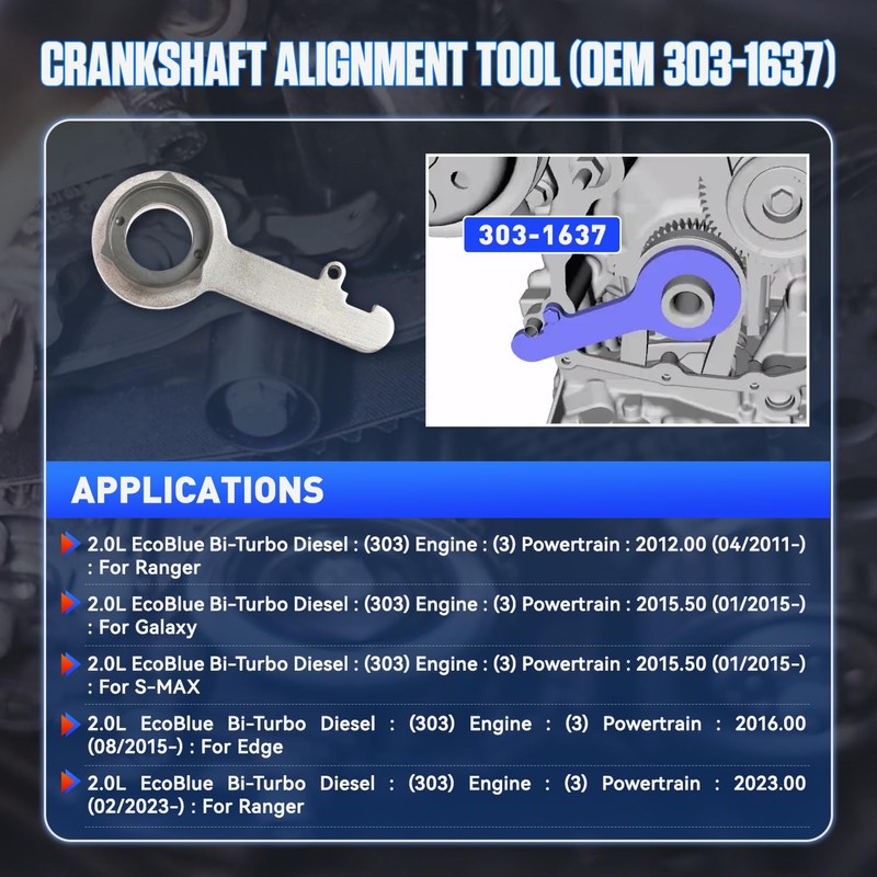 RALBIL Diesel Timing Tool Kit - Latest Generation Engine Camshaft