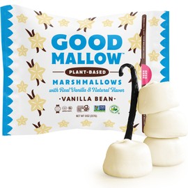 GoodMallow Vegan Marshmallows - Large Kosher Halal Gluten Free Dairy Free Healthy- Natural Gelatin Free Marshmallows for Hot Chocolate, Smores, Baking - Nothing Artificial (White Vanilla) (Pack of 1)