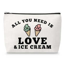 Ice Cream Themed Gift Makeup Bag Inspirational Gifts for Women Coworker Teacher Retirement Keepsake Motivational Presents for Friend BFF Graduation Gifts for Daughter Christmas Birthday Keepsake