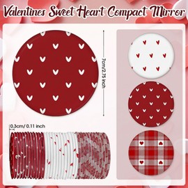 60 Pcs Heart Compact Mirrors Gifts Bulk Mini Small Round Circle Portable Pocket Purse Red Love Heart Mirrors for Makeup Travel Women Friends Adults Office Coworkers Employees Team Staff