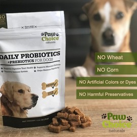 Probiotics for Dogs with Prebiotics - Daily Chews for Digestion, Regularity, Diarrhea Relief, Plus Supports Immune System and Health - Natural Supplement and Treat Made in USA