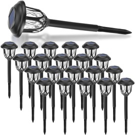 Tuanse 20 Pcs Solar Outdoor Garden Pathway LED Lights Bulk Solar Powered Landscape Yard Stake Lights Waterproof Auto On/Off for Lawn Patio Porch Walkway Driveway(White Light)