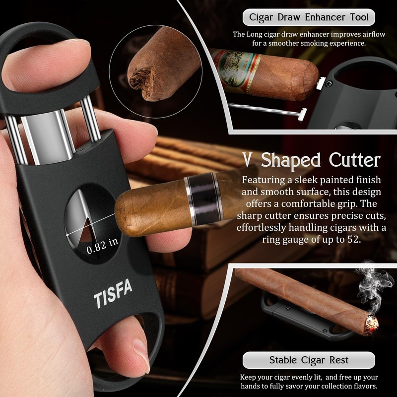 TISFA Cigar Humidor Set Travel Humidor for 5 Cigars Includes