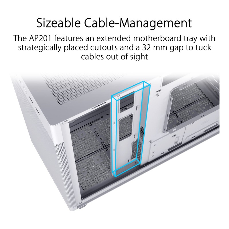 ASUS Prime AP201 White MicroATX Tempered Glass Edition Supports Graphics