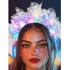 Yokawe Light Up Flower Headband White Dot Tulle Prom Crown