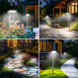 Tryme Solar Motion Lights Outdoor Waterproof 92 LEDs Bright Pathway Lights with Adjustable Angle & 3 Modes for Walkway, Driveway, Sidewalk, Garden, Yard, Patio, Landscaping (4 Pack)