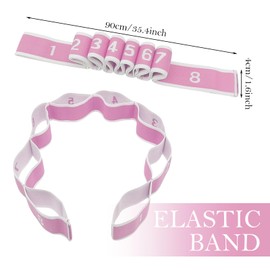 XNIVUIS Stretching Strap, Kids Stretch Strap Stretch Band, Loops Exercise Bands Kids Latin Bands, Premium Quality Multi-Loop Strap Training Bands Gymnastics Exercise Bands Workout (Pink)