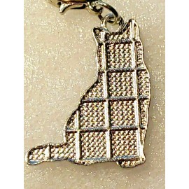 Cat Sitting Dark Teal Enamel Alloy Bag Purse Charm Dangle Zipper Pull Jewelry