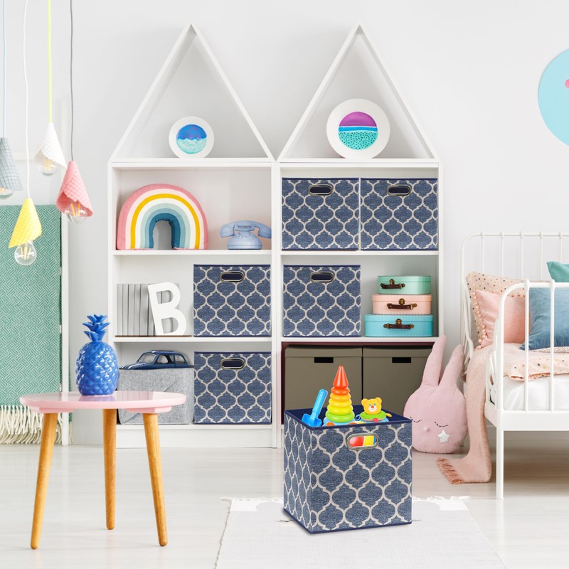 Simple Houseware 6 Pack Printing Fabric Cube Storage Bin with