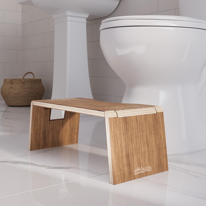 Squatty Potty Oslo Teak Folding Toilet Stool – Compact, Stylish,