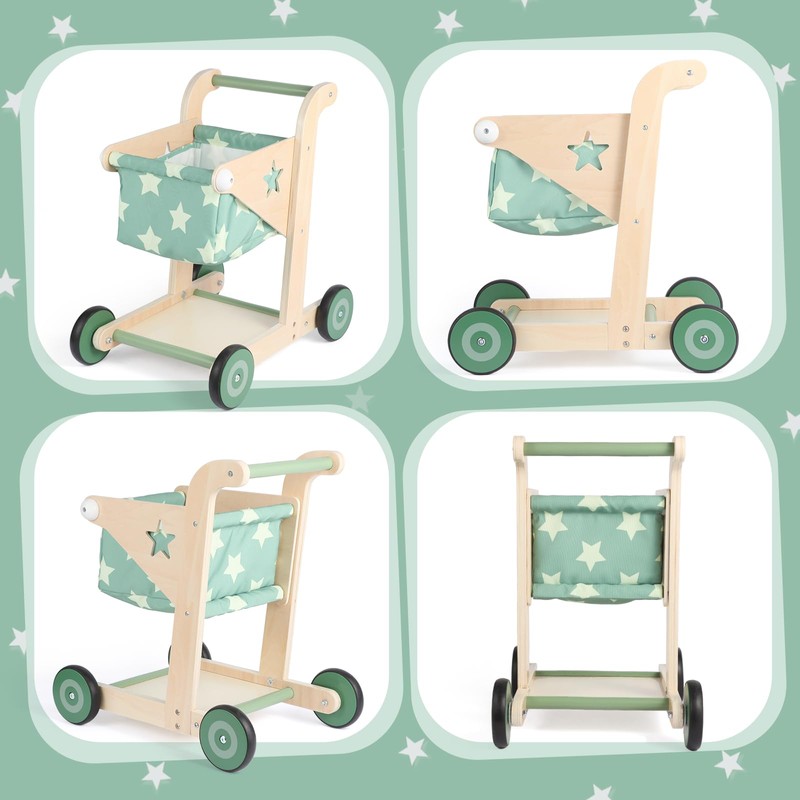 Asweets 2 in 1 Wooden Baby Walker Push and Pull