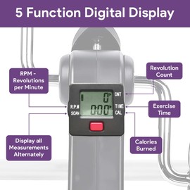Under Desk Bike Pedal Exerciser with Digital LCD Display - Foldable Exercise Peddler for Seniors - Foot and Leg Exerciser While Sitting - Adjustable Tension