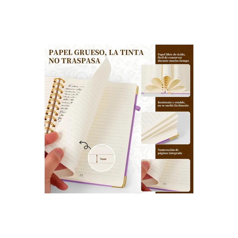 2pcs Libreta Pasta Dura, Cuaderno Profesional Libreta Morado