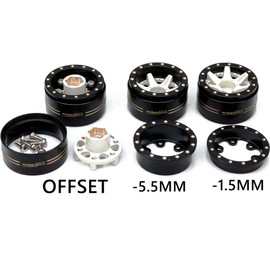 HOBBYSOUL Adjustable Offset Brass 1.0 Beadlock Wheels Negative Offset Heavy 1.0 Rims for RC Micro Crawler 1/18 TRX4M Axial SCX24 90081, (4-Pack)