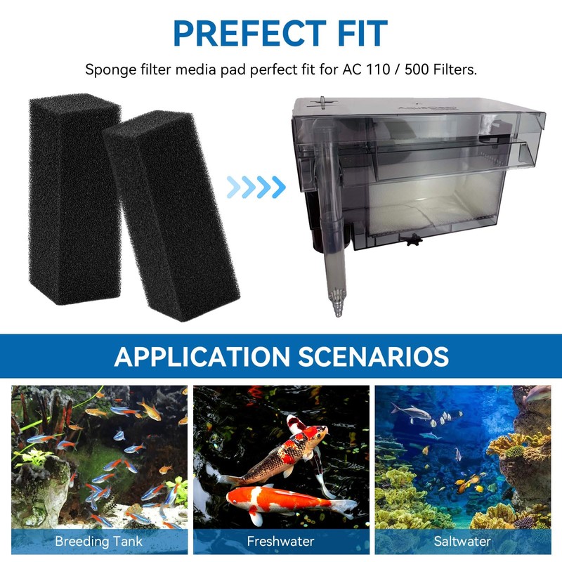 Aquarium Bio Sponge Fitler Media, Replacement Foam Insert Aquarium Filter