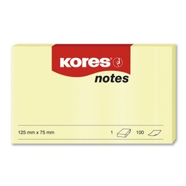 Kores - Gelbe Haftnotizen, Selbstklebender Memo Notizblock, 125 x 75 mm, Packung bestehend aus 12 Blöcken zu je 100 Blättern