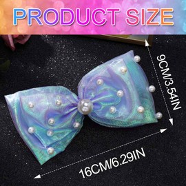 CAKURE Light Up Hair Bow Clips Pearl Bow Hair Barrette Led Mermaid Hair Accessories for Women and Girls (l-light purple)