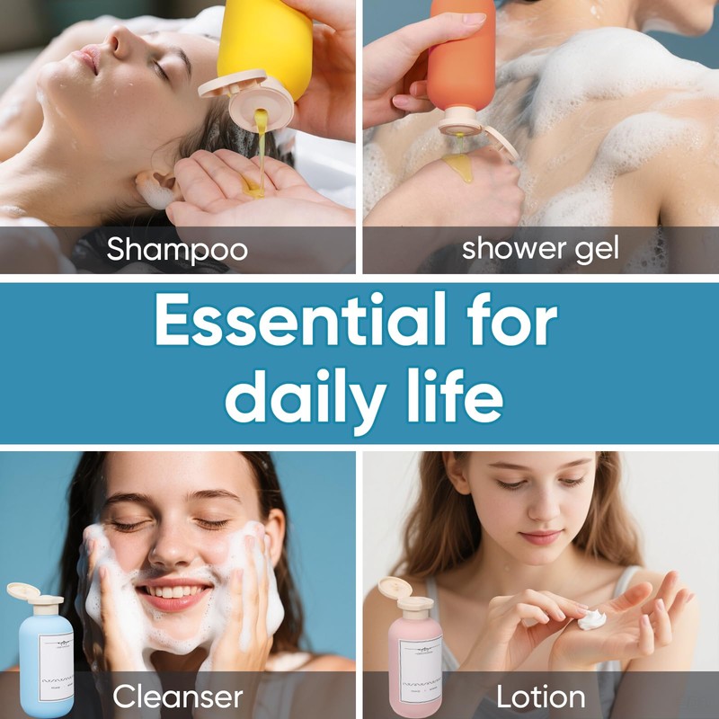 Travel Shampoo Bottle, Empty Plastic Squeeze Bottles 6.8 oz with