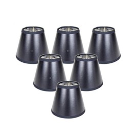Set of 6 Black Parchment Silver-Lined Chandelier Lampshade 3x5x4