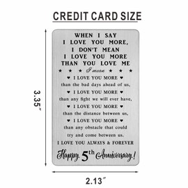 CPLJW 5 Year Anniversary Card Gifts for Him Her, 5th Anniversary Romantic Gifts, Fifth Five yr Wedding Anniversary Wallet Card Gifts