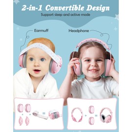 Lictin 2-in-1 Baby Earmuffs Noise Protection, Infant Noise Cancelling Headphones, Adjustable Baby Ear Protection, Star Noise Reduction Earmuffs for Babies and Toddlers up to 4 Years