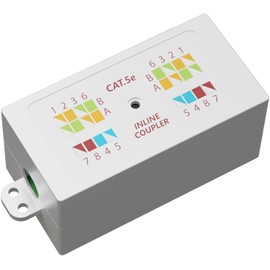 rhinocables RJ45 Cat 5 Gigabit Inline Punchdown Krone Coupler Joiner for Cat5e Ethernet Cables (1, White)