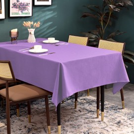 BALCONY & FALCON Washable Linen Rectangular Tablecloth Waterproof Oil-Proof Crease-Proof and Dust-Proof Tablecloth Used for Gatherings Restaurants Kitchens Banquets (Lavender, 145x300 cm)