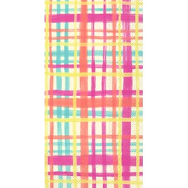 Boston International IHR 3-Ply Guest Towel Buffet Paper Napkins, 16-Count, 8.5 x 4.5-Inches, Art Pop Plaid