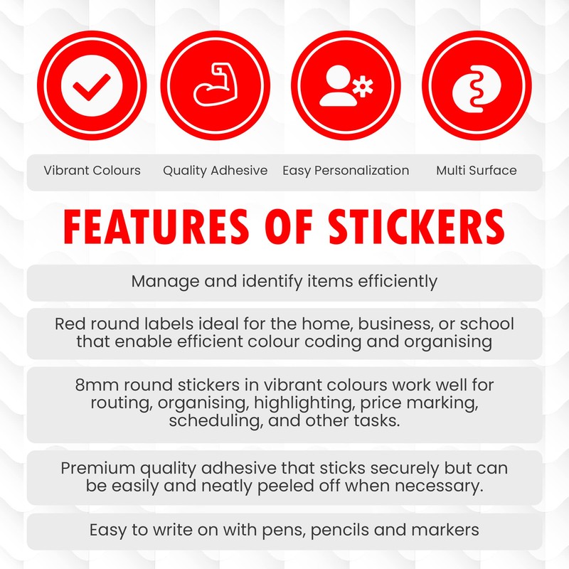 RubiGo - 8mm Sticky Dots 1500/3000 Coloured Dot Stickers, 5