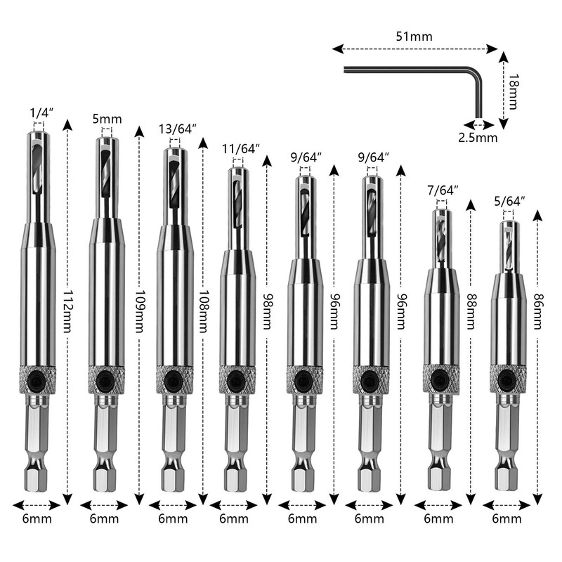 Werkzeug Self Centering Hinge Tapper Core Drill Bit Set for