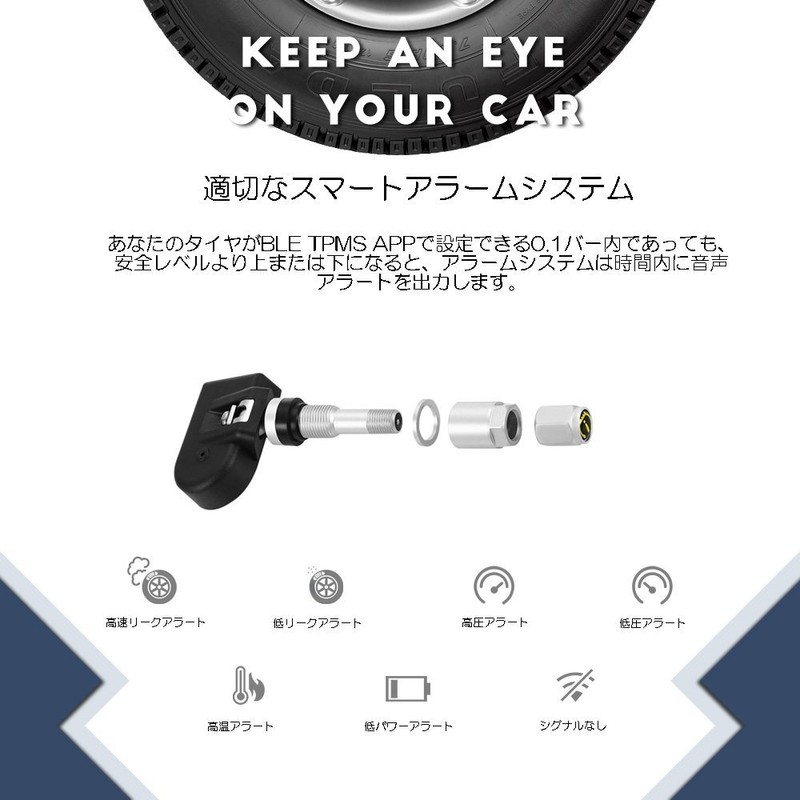 zmart Android iOS Compatible TPMS Bluetooth 4.0 Tire Pressure Monitoring