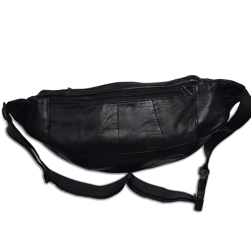 Bum Bag / Waist Bag Genuine Leather (Black), black, Neck