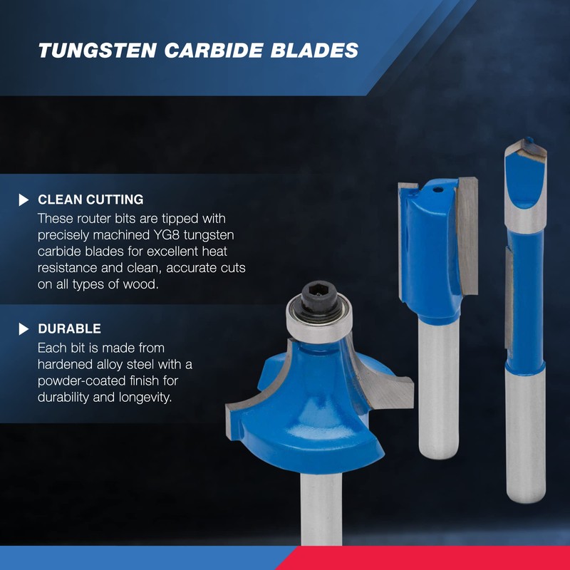 HILTEX 10100 Tungsten Carbide Router Bits, 15 Piece Router Bit