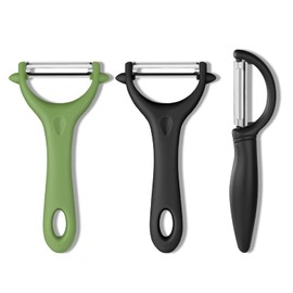Vicloon 3 Pcs Potato Peeler, Y-Shaped Swivel Vegetable Peeler, Stainless Steel Vegetable Peelers for Kitchen Fruits Carrots Eggplant (Black+ Green)