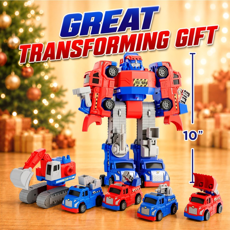 iPlay, iLearn Kids Magnetic Transform Robot Toy, Toddler Construction Truck