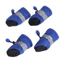 4Pcs Waterproof Dog Shoes pet Dog paw Protector Slip All Seasons pet Booties for Dogs Size S (Blue)