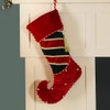 Dibor Luxury Striped Elf Boot Soft Red Velvet Christmas Stocking