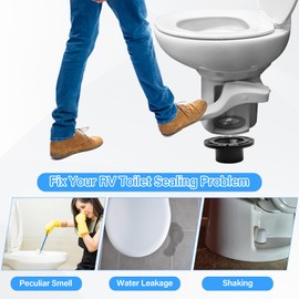 RV Toilet Seal and 3" Socket Floor Flange Kit for Thetfords Aqua Magic Style Plus, Style Lite, Style II & Residence RV Toilets, 385345892 Flange and 34120 Ball Seal Replacement Parts, 3 in 1 Combo