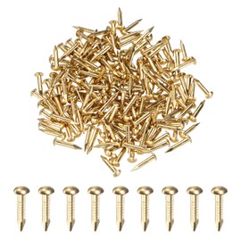 M METERXITY 200-Pack Small Tiny Nails, 1.5mm x 10mm Brass Precision MIni Nails Hardware Round Head for Wooden/DIY Crafts Decorative/Household Accessories/Picture Hanging