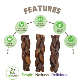 Nature Gnaws Braided Beef Gullet Chews for Dogs 5-6" (10 Count) - Long Lasting for Small and Medium Dogs - Natural Beef Jerky Dog Chew Bones