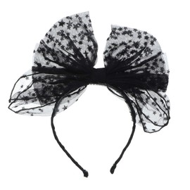 Chiffon Big Bow Headband with Mini Stars - Black